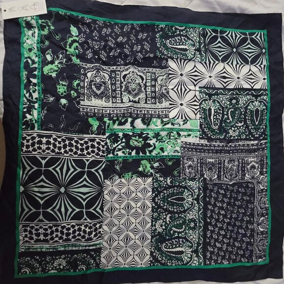 Ann Taylor Loft Deco Patchwork Silk Square Scarf - Picture 2 of 2